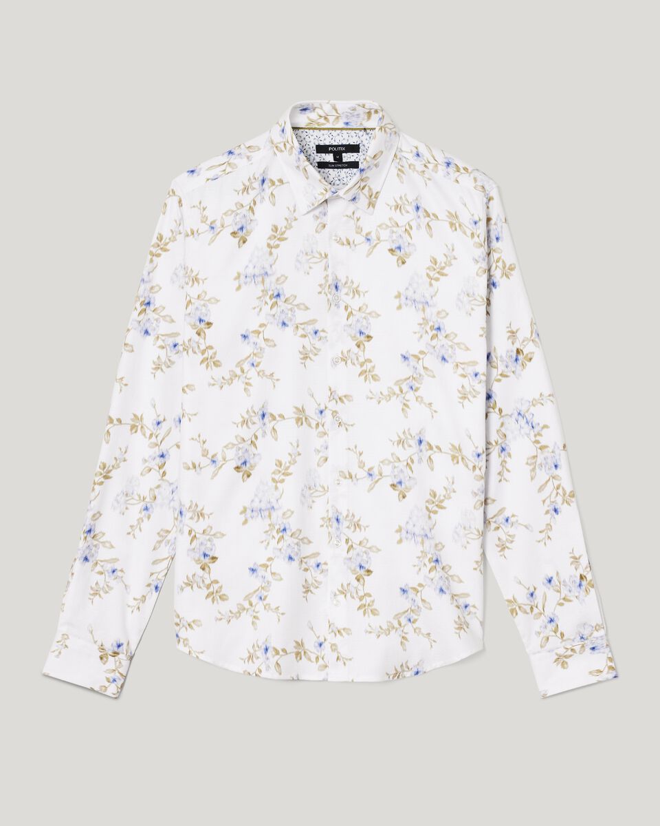 Slim Floral Print Long Sleeve Dress Shirt